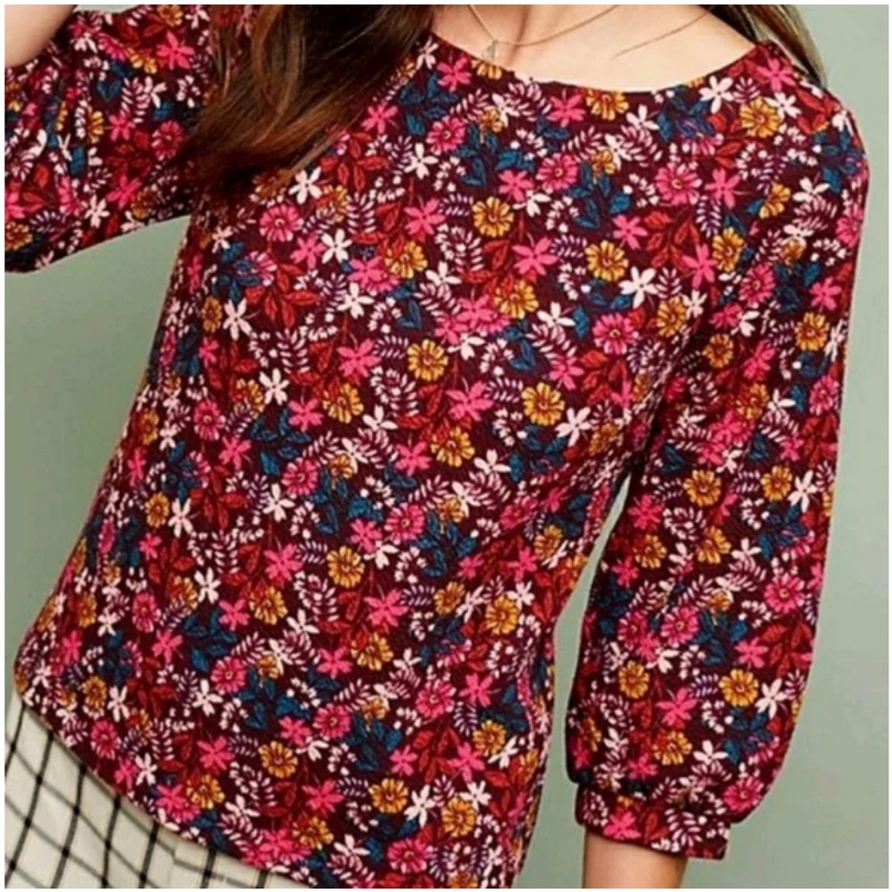 Anthropologie Maeve Decatur Floral Print Top Blouse, Size Small